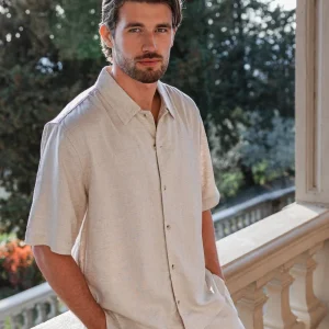 Beige Linen Polo Shirt